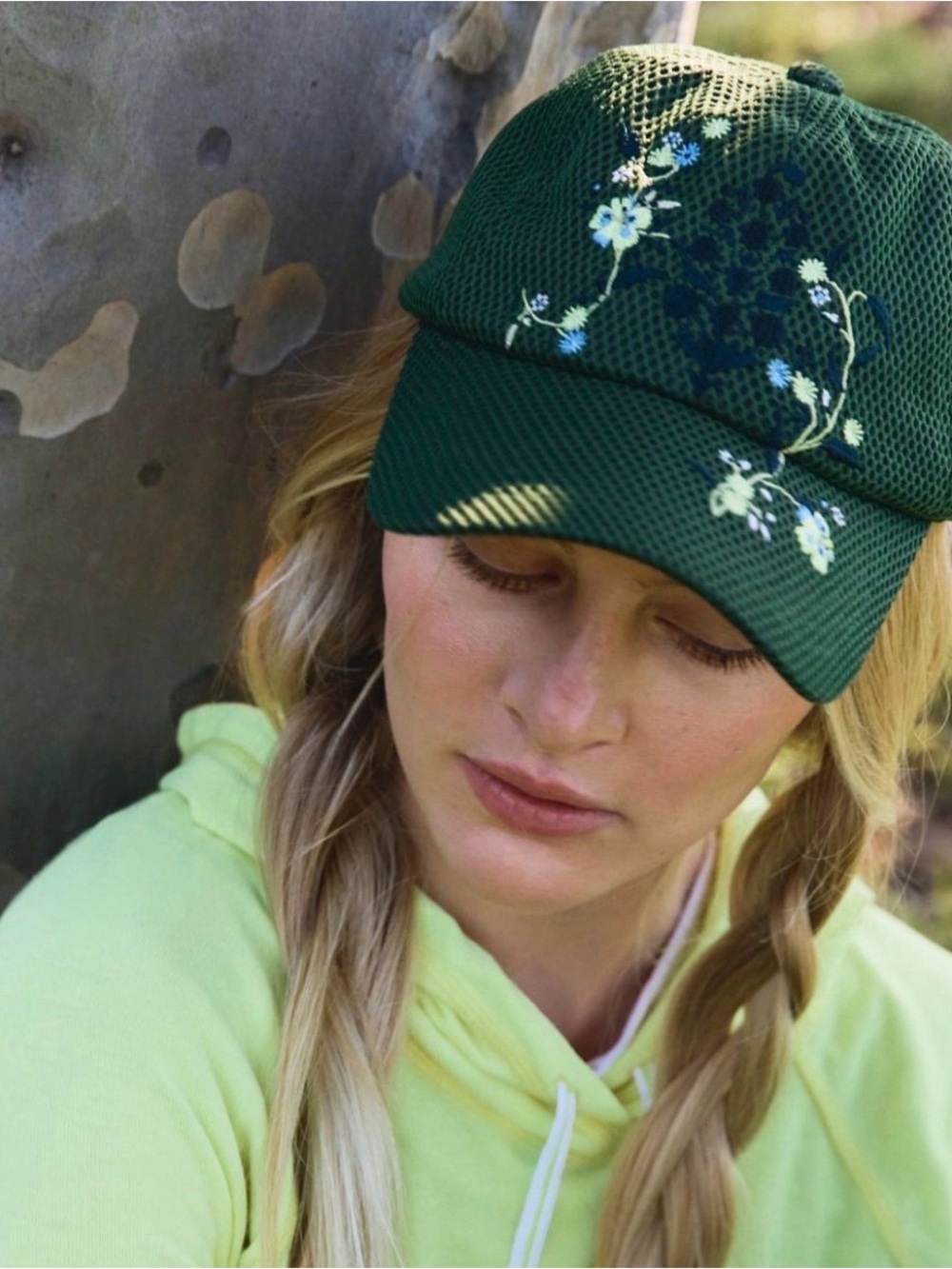 FP Movement by Free People Forest Green Floral Mesh Baseball Cap